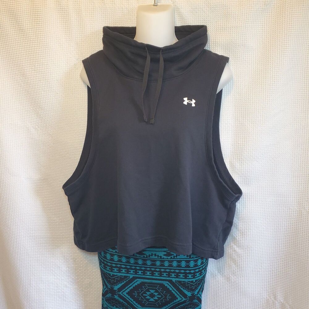 Under Armour Womens XL Loose Mock Neck Sleeveless Muscle Tank Top Shirt Cotton